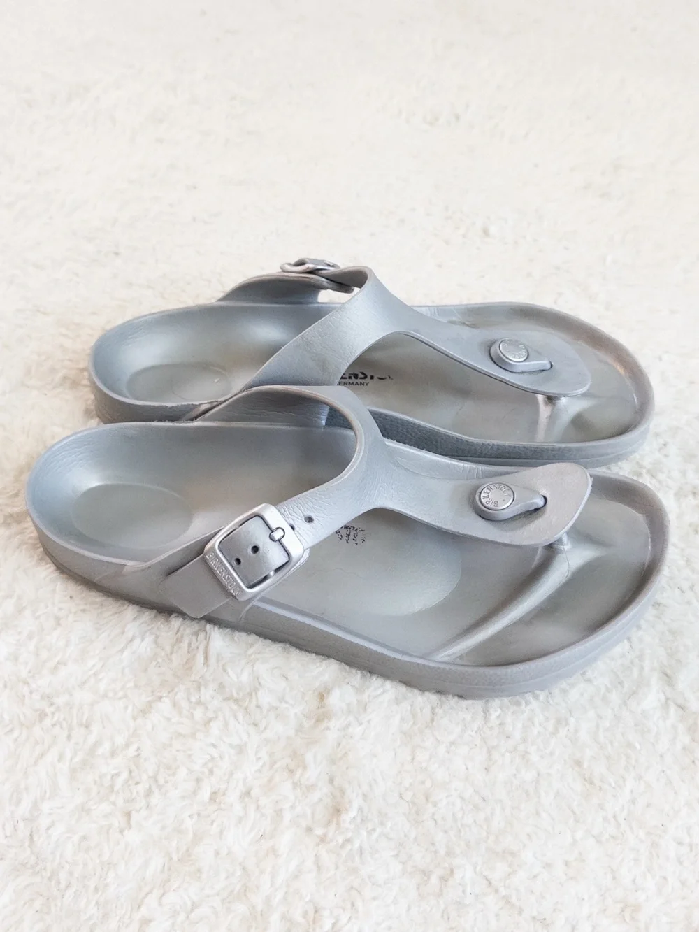 Birkenstock Gizeh EVA Silver Gray Thong Sandals Size 38